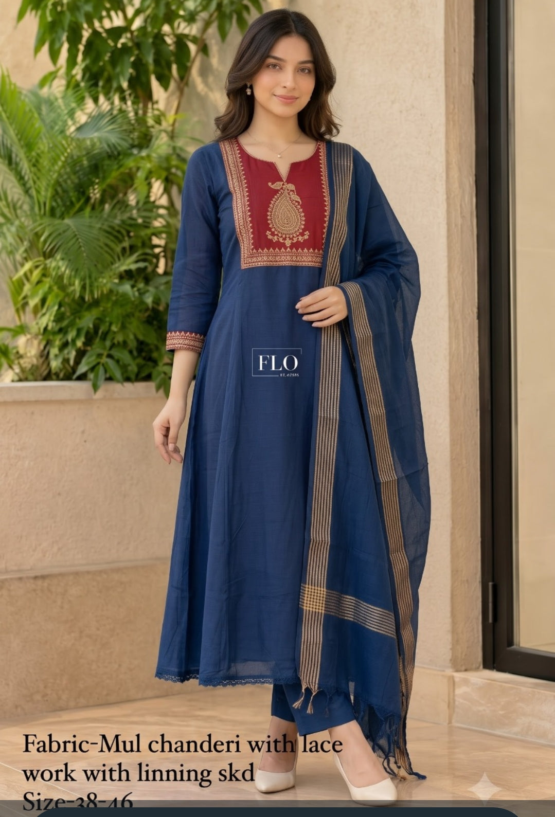 Pure mul chanderi three piece set (C556)