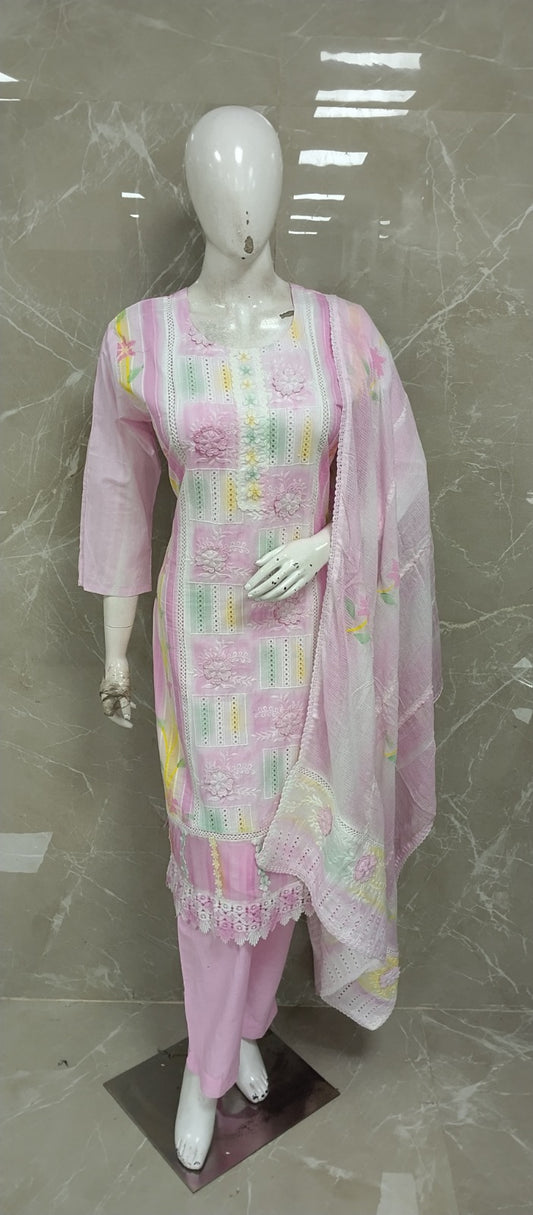 Pakistani fully work with kota dupatta three piece set (B474)