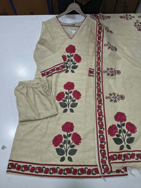 Bagirath handloom with mul lining three piece set (A1589)
