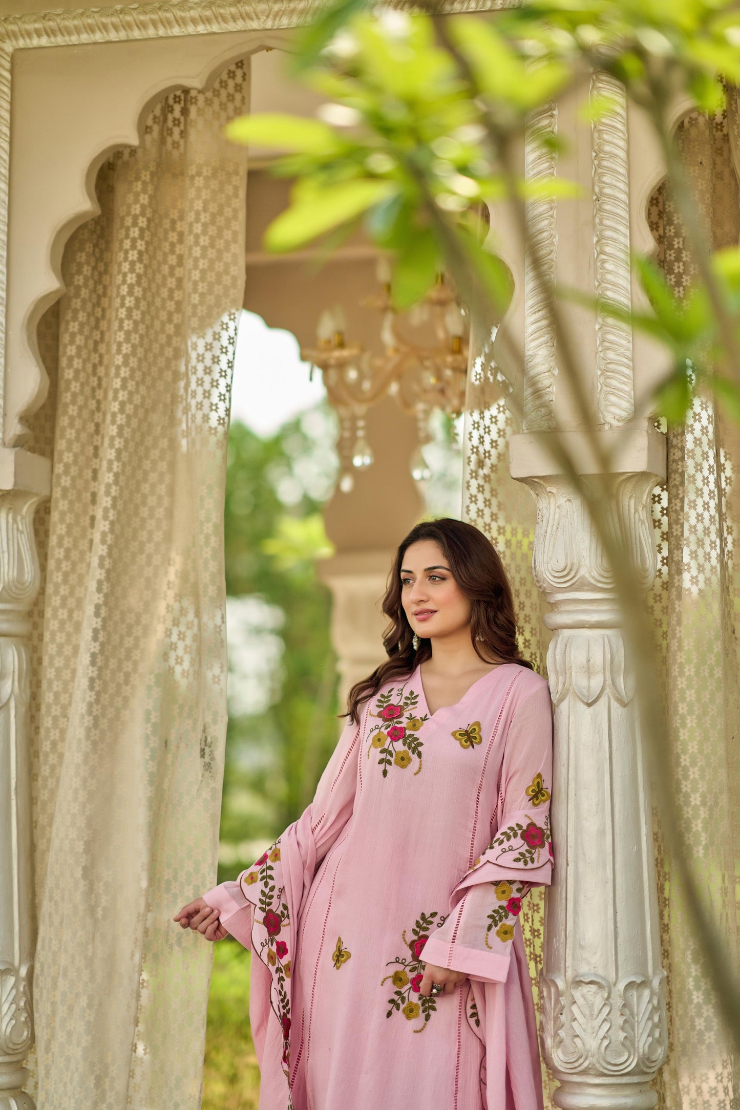Crush cotton A line Fully embroidered with mul lining beautiful three piece set (S181)