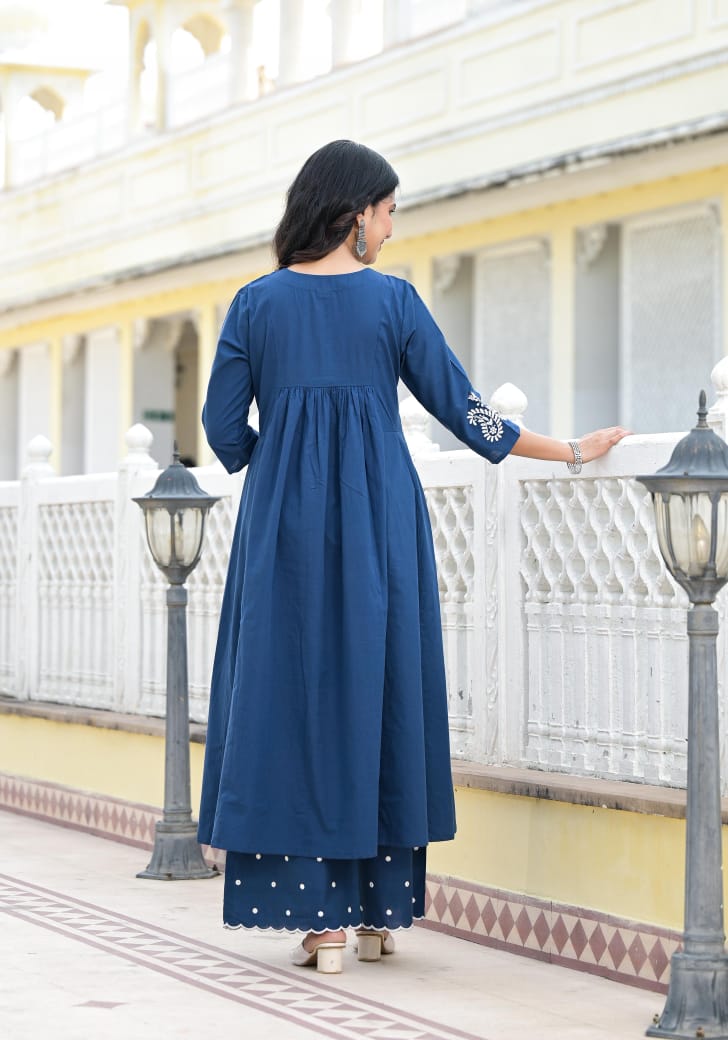 Blue handloom cotton two piece cordset (T47)