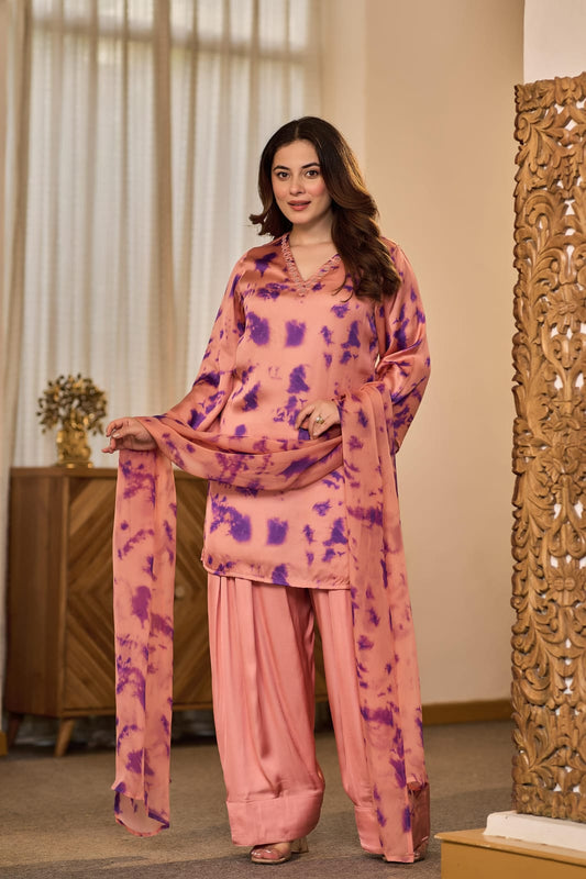 Pure gaji satin silk with farshi salwar three piece set (C236)