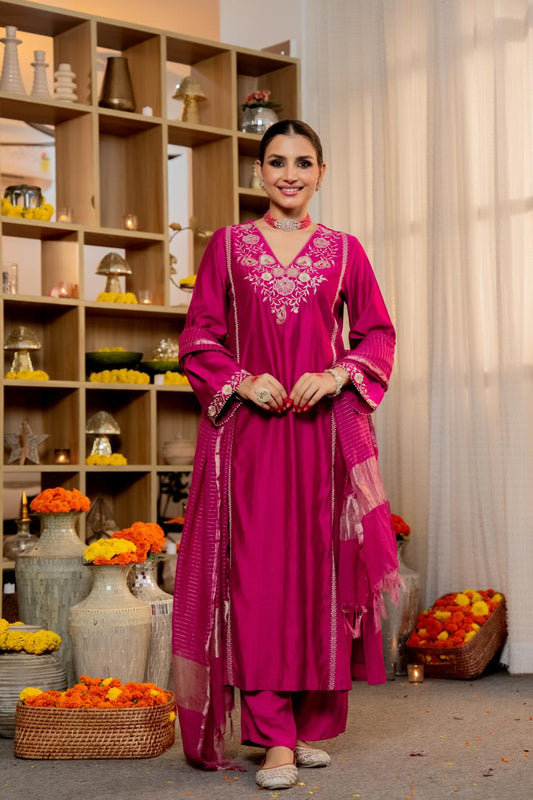 Santoori silk with lining three piece set (S277)