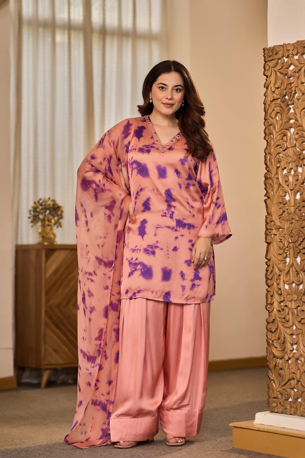 Pure gaji satin silk with farshi salwar three piece set (C236)