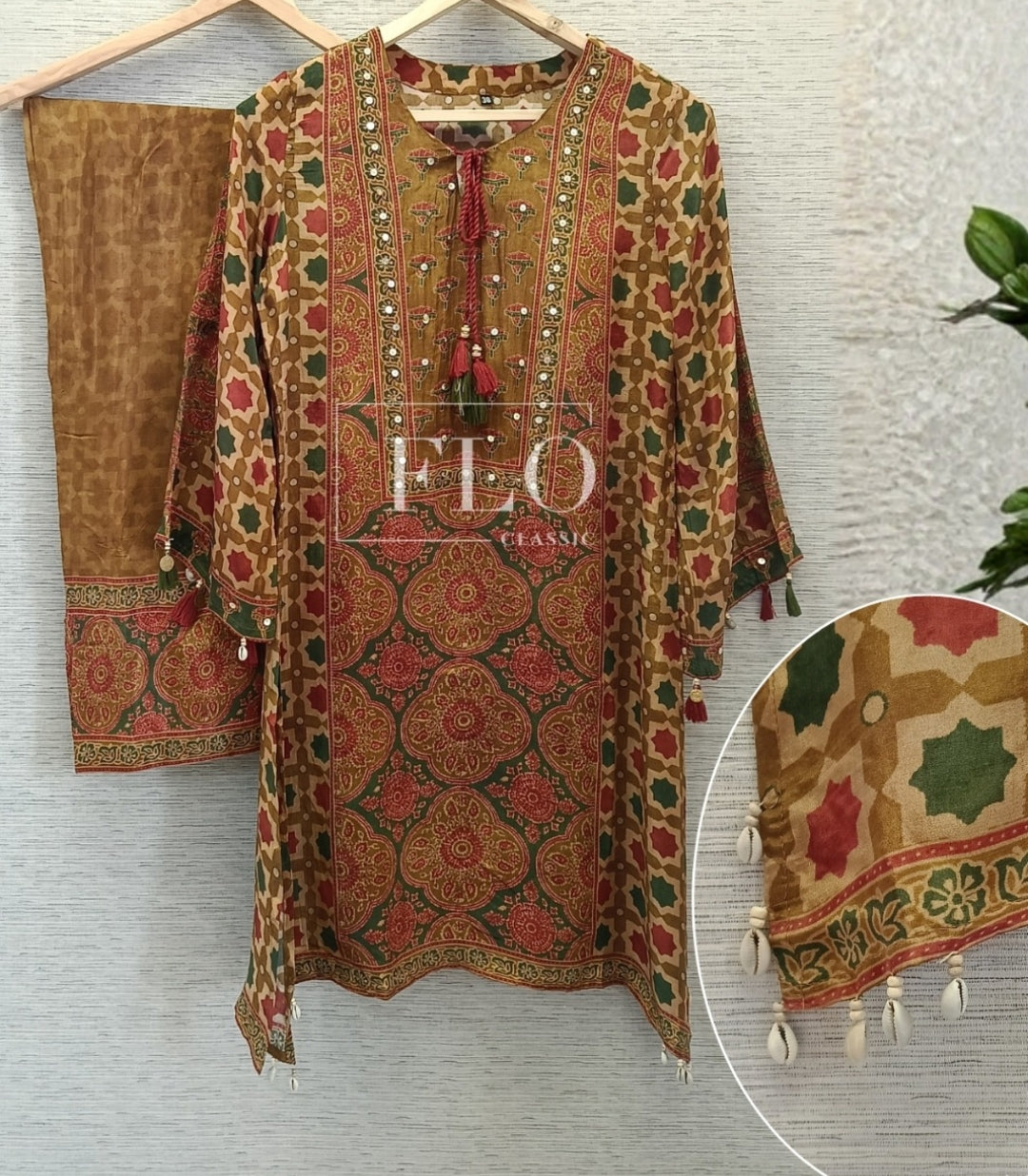 Pure crape silk with farshi salwar two piece cordset (A1352)