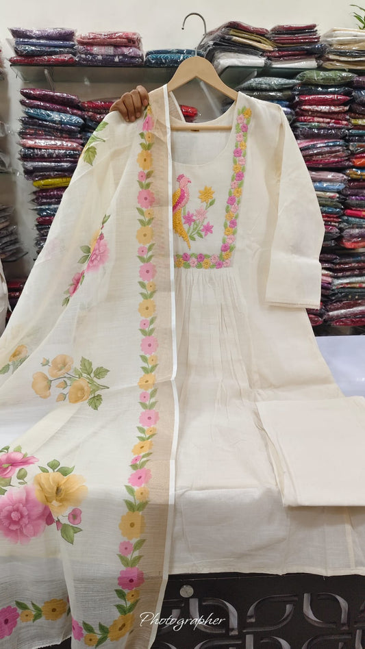 Pure cotton chanderi with lining three piece set (B568)