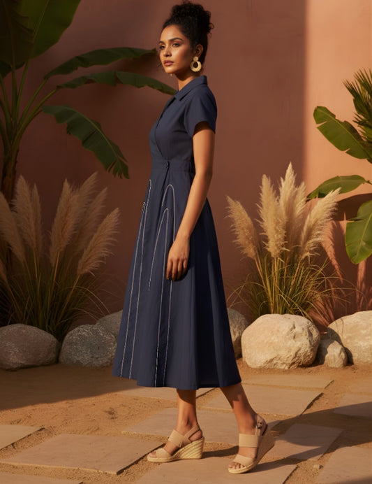 Cotton with embroidery smart one piece dress (C146)