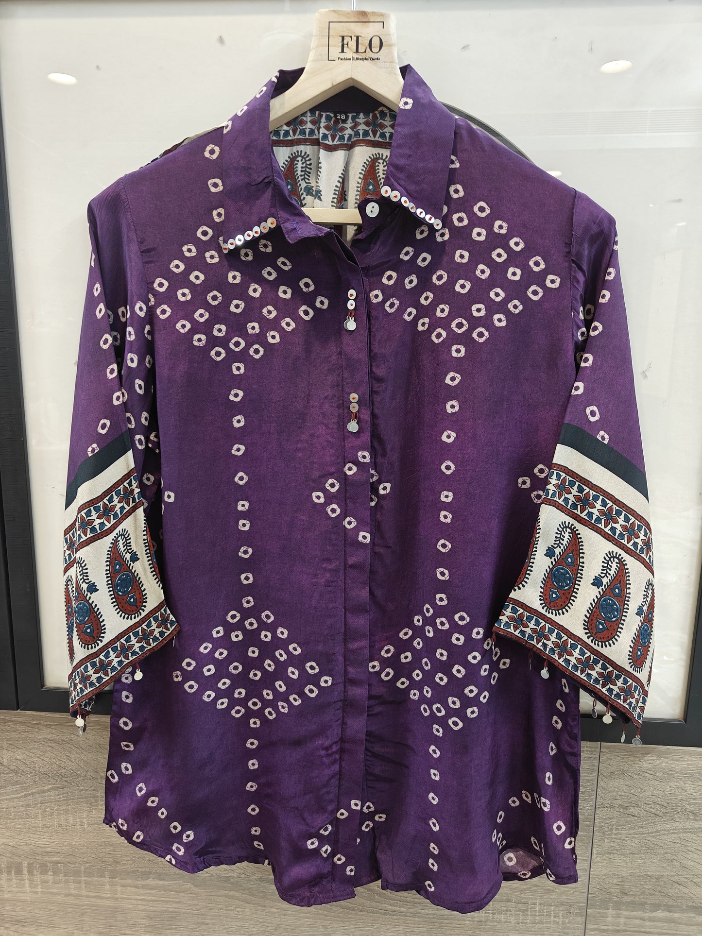 Pure crape bandani print shirt (B338)