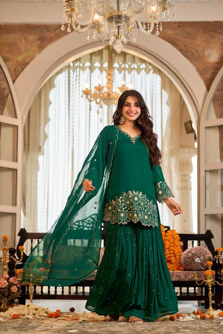 Pure chinnon sharara set three piece set (C509)