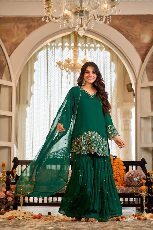 Pure chinnon sharara set three piece set (C509)