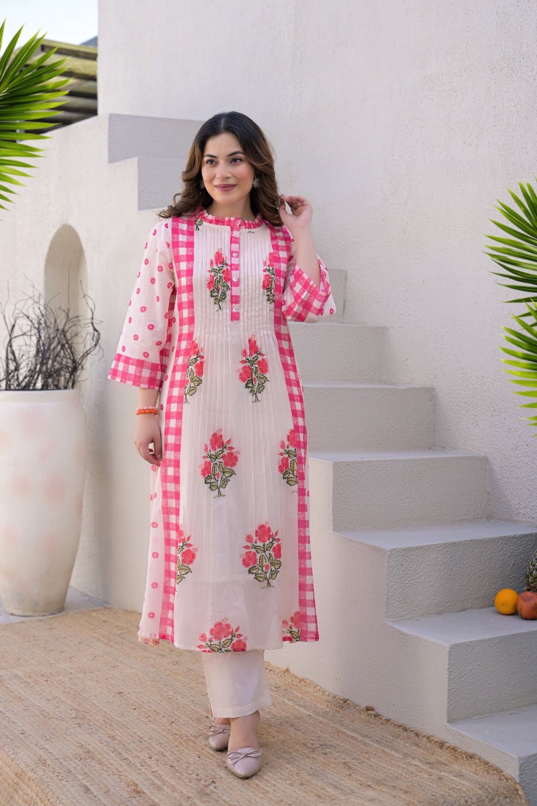 Pure mul cotton with lining very summery smart two piece set (B1038)