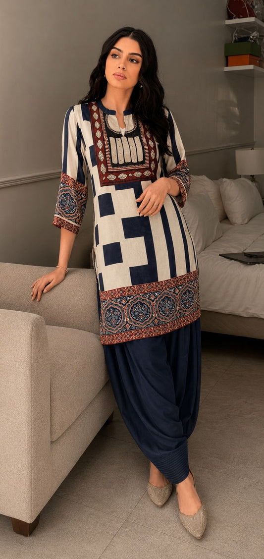 Natural crape smart cordset with farshi salwar (S320)