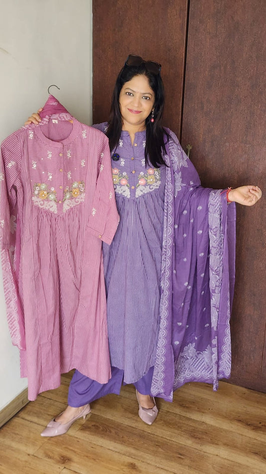 Pure cotton A line pattern three piece set (B1036)