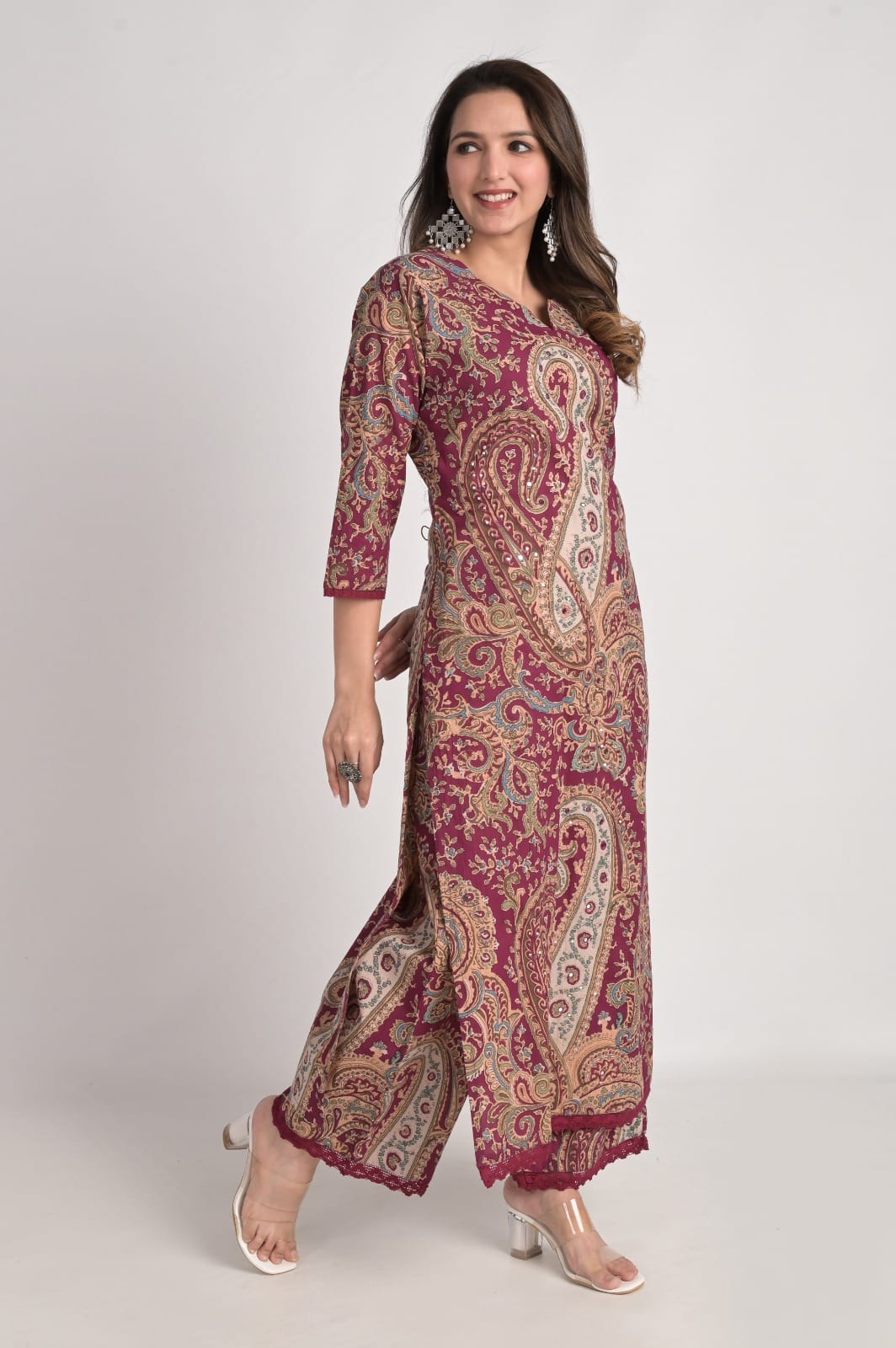 Pure cotton mugal print two piece cordset (B967)