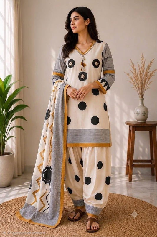 Pure cotton with farshi salwar three piece set (S243)