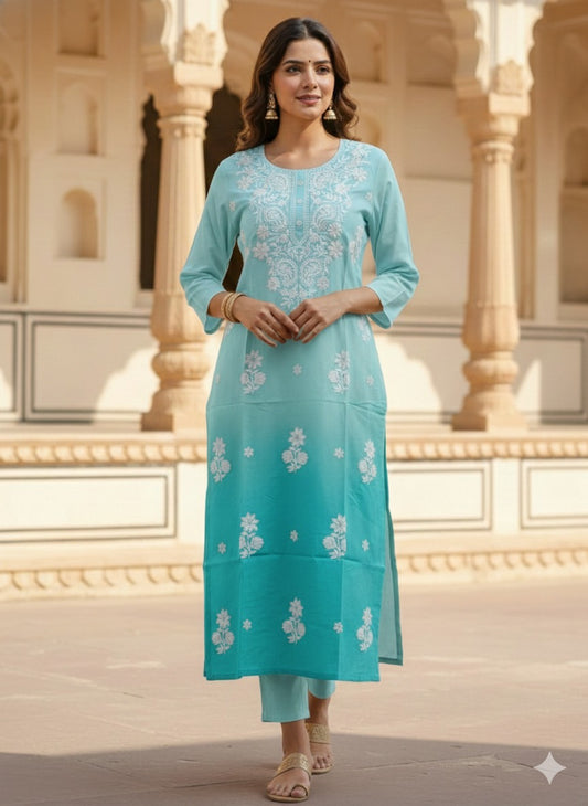Omare cotton modal chikankari only kurti (A1784)