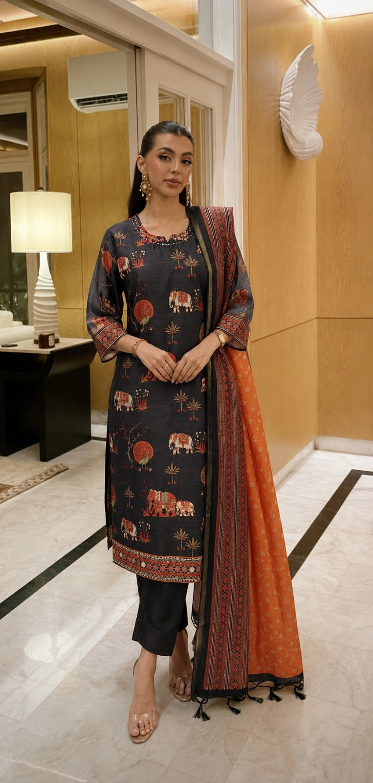 Soft chanderi with mul lining three piece set (C440)