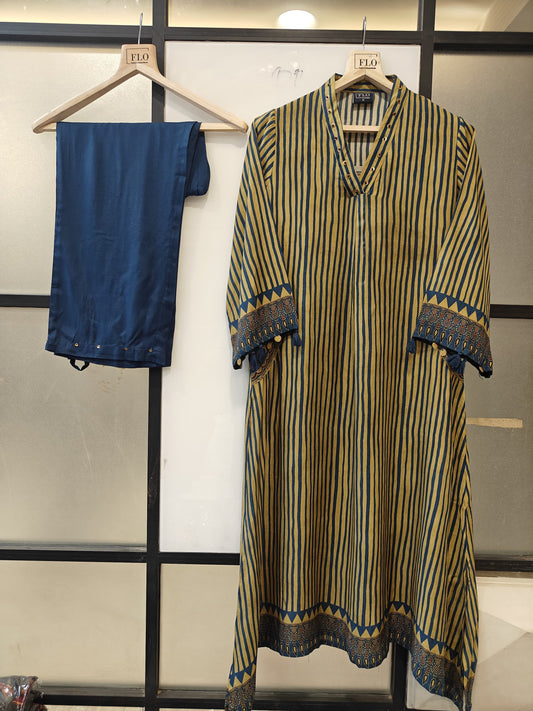 Pure muslin kurta plazo two piece cordset (B886)