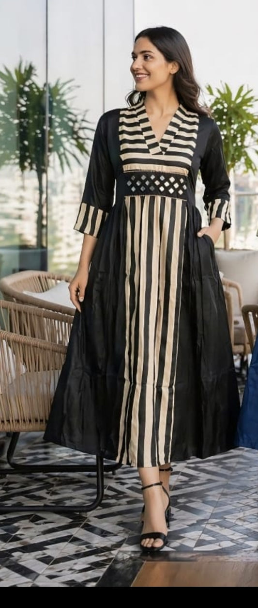 Modal silk with real mirror one piece dress (C462)