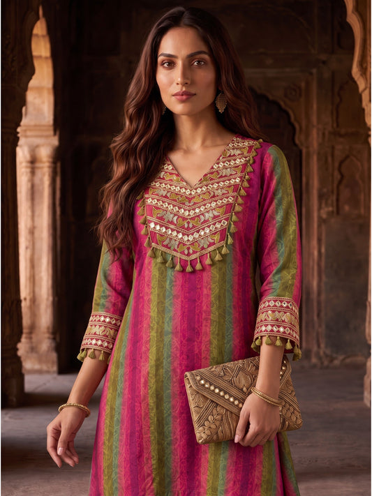 Pure muslin with heavy gota work detailing paired with farshi salwar smart two piece cordset (S361) (next week dispatch)