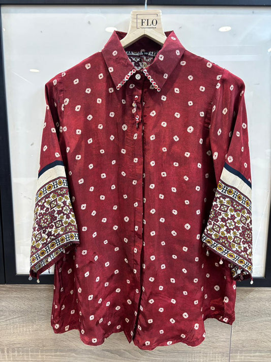 Pure crape bandani print smart shirt (B325)
